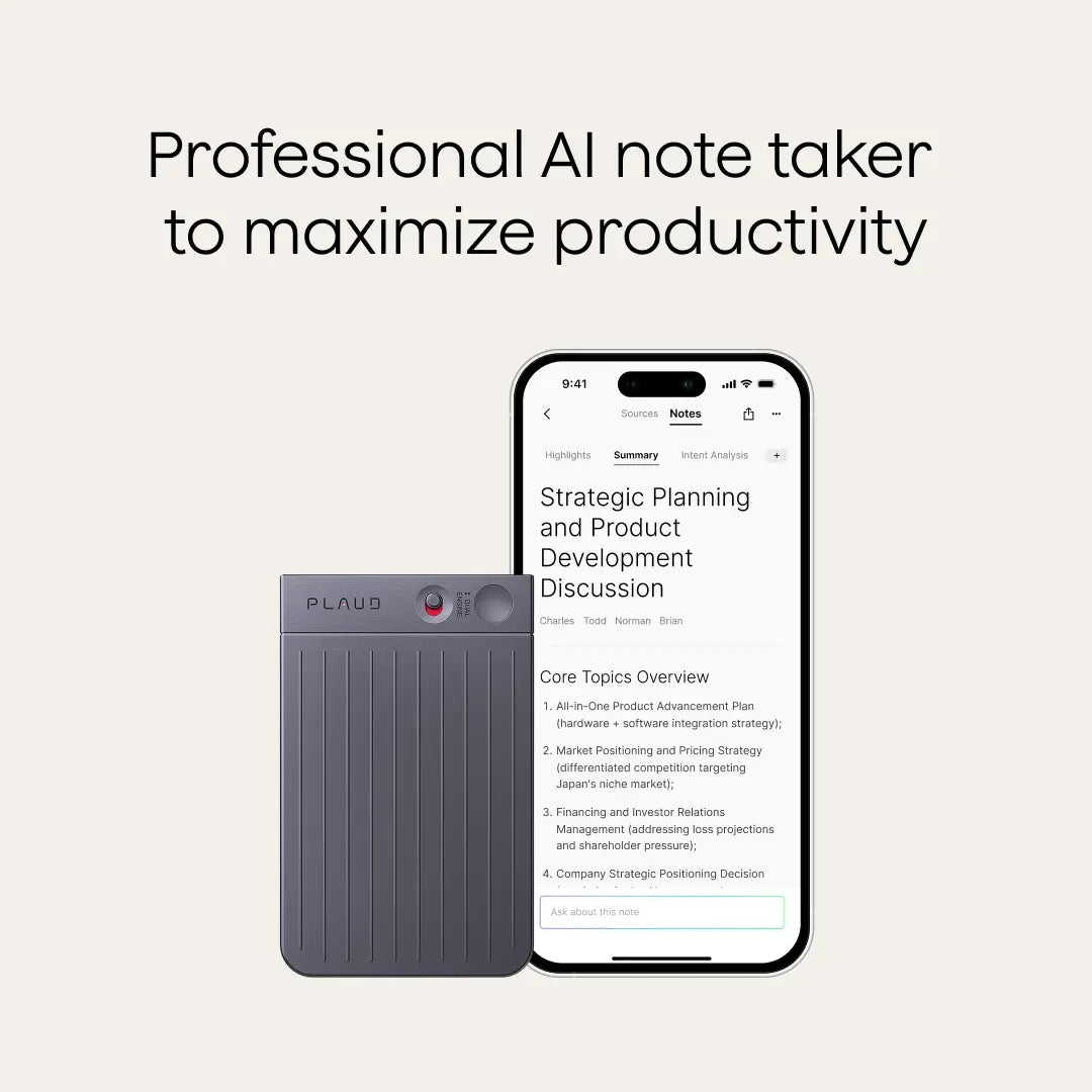 Plaud Note AI Voice Recorder & Notetaker for Meetings