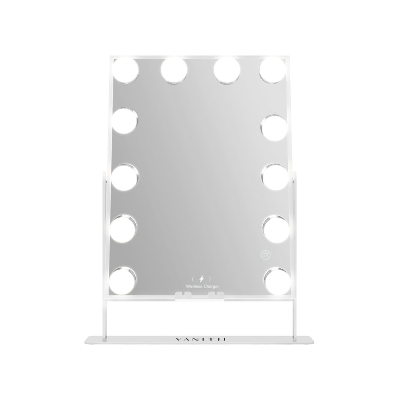 VANITII Hathaway Hollywood Slim Vanity Mirror with Wireless Charging  - 12 Dimmable LED Bulbs
