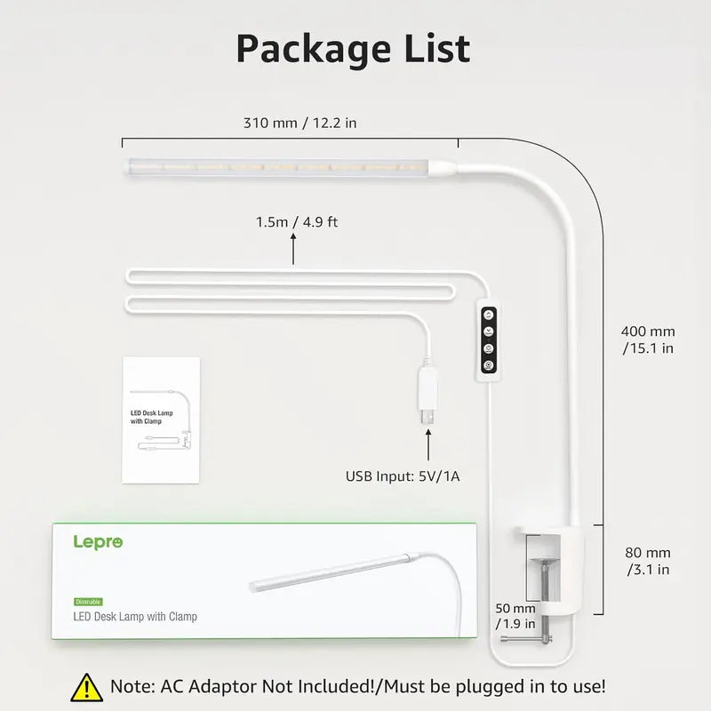Lepro Clip on Desk Lamp LED Reading light