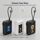 Official FIFA World Cup 2026 Edition, 3-in-1 Power Bank with Built-in Cable and Foldable Wall Plug, 22.5W Max 10000mAh Portable Charger Power Bank for iPhone 17/16 Series, Galaxy S26/S25, White