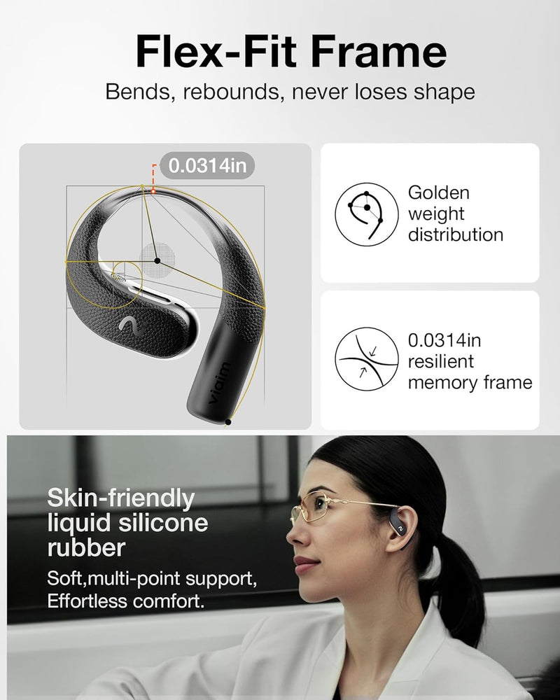 viaim OpenNote OpenEar Bluetooth Earbuds for Sports & Outdoor Fitness