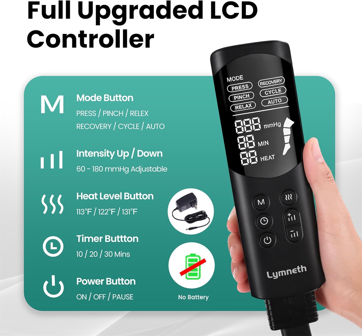 LYMNETH Leg Massager with Heat and Comression