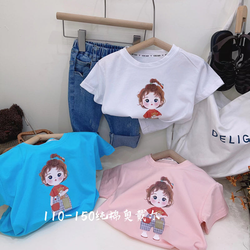 【7pcs】Kids T-shirt Tops Baby Boy Cotton Short Sleeve Tops Girls Children Cotton Basic Color Clothes Boys Girls Tees High Quality