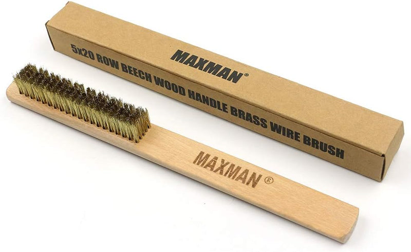 Brass Brush,Soft Brass Bristle Wire Brush,Wire Scratch Brush with 10" Beechwood Handle