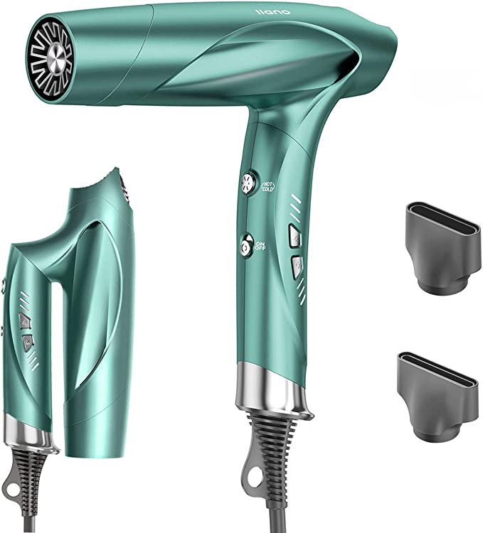 llano Hair Dryer Ionic Blow Dryer with 110,000 RPM Brushless Motor, Folding Portable Travel Hairdryer with 200 Million Neutralizing Ions, High-Speed Fast Drying Quiet Hairdryer for Women Men