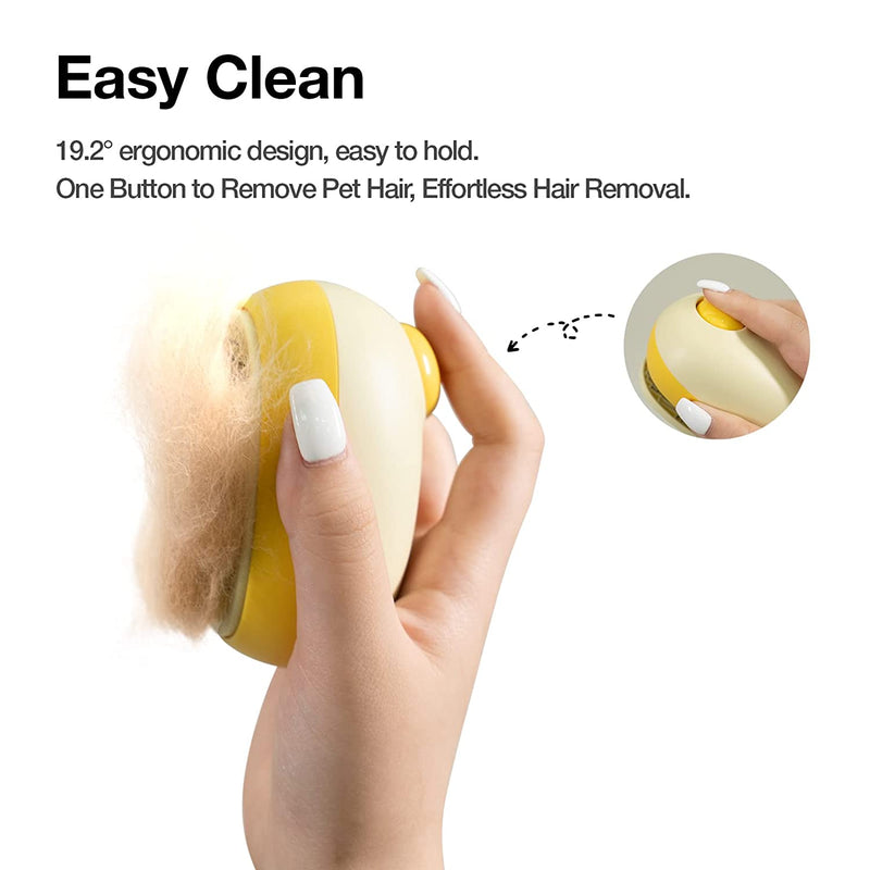 Cat Brush for Shedding, Pet Grooming Self Cleaning Slicker Brush for Cats & Dogs, Cat Deshedding Brush Easily Removes Tangles Hair and Loose Undercoat, Mats Tangled Hair Shedding Brush (Yellow)