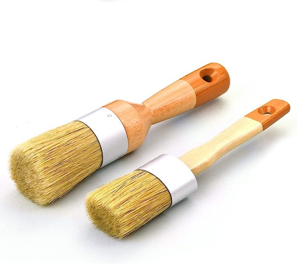 MAXMAN Chalk & Wax Paint Brush Set, for Chairs, Chalk Painting, Table and Wood Refinishing Furniture Small DIY Painting and Waxing Tool | Smooth, Natural Bristles | Folk Art, Home Décor, Small Size