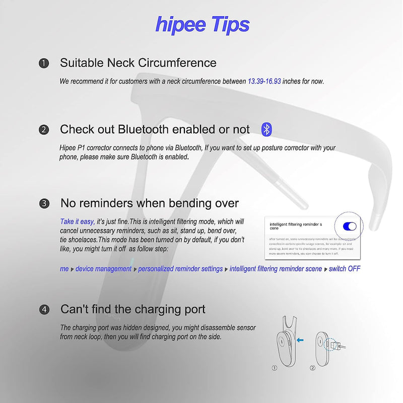 Hipee P1 Smart Posture Trainer & Corrector, Control with App, Check Posture in Real Time, Strapless, Boost Health & Temperament