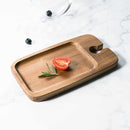 JF JAMES.F Wine Appetizer Plate Set of 2- Cocktail Plate with Glass Holder - Cheese Board with Wine Holder, (Acacia Wood)
