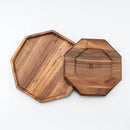 JF JAMES.F Serving Trays – Set of 4 Same Size Round Acacia Wood Tray Can Be Used in Cafes, Parties, Etc. for Serving Coffee Beverages Tea Plate Dessert Dinner Breakfast Plate Tray