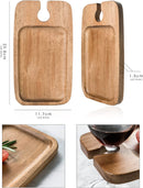 JF JAMES.F Wine Appetizer Plate Set of 2- Cocktail Plate with Glass Holder - Cheese Board with Wine Holder, (Acacia Wood)