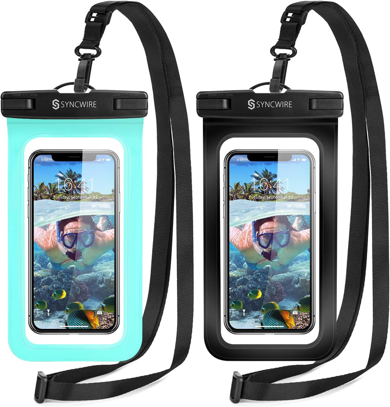 Syncwire Waterproof Phone Pouch [2-Pack] - Universal IPX8 Waterproof Phone Case Dry Bag with Lanyard for iPhone 14/13/12/11 Pro XS MAX XR X 8 7 6 Samsung S22 S20 and More Up to 7 Inches