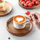 JF JAMES.F Round Wooden Plate Food Tray Decorative Tray Serving Tray Small Kitchen Supplies for Kitchen Restaurant Party Cafe Wooden Tray Same Size Four Sets 17x2.0cm