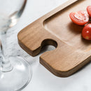 JF JAMES.F Wine Appetizer Plate Set of 2- Cocktail Plate with Glass Holder - Cheese Board with Wine Holder, (Acacia Wood)