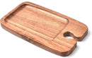 JF JAMES.F Wine Appetizer Plate Set of 2- Cocktail Plate with Glass Holder - Cheese Board with Wine Holder, (Acacia Wood)