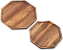 JF JAMES.F Serving Trays – Set of 4 Same Size Round Acacia Wood Tray Can Be Used in Cafes, Parties, Etc. for Serving Coffee Beverages Tea Plate Dessert Dinner Breakfast Plate Tray