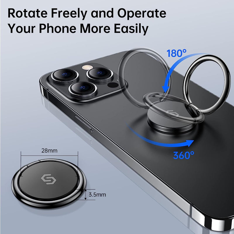 Syncwire Cell Phone Ring Holder Stand, 360 Degree Rotation Finger Ring Kickstand with Polished Metal Phone Grip for Magnetic Car Mount Compatible with iPhone, Samsung,LG,Pixel, Smartphone Accessories
