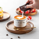 JF JAMES.F Round Wooden Plate Food Tray Decorative Tray Serving Tray Small Kitchen Supplies for Kitchen Restaurant Party Cafe Wooden Tray Same Size Four Sets 17x2.0cm