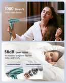 llano Hair Dryer Ionic Blow Dryer with 110,000 RPM Brushless Motor, Folding Portable Travel Hairdryer with 200 Million Neutralizing Ions, High-Speed Fast Drying Quiet Hairdryer for Women Men