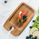 JF JAMES.F Wine Appetizer Plate Set of 2- Cocktail Plate with Glass Holder - Cheese Board with Wine Holder, (Acacia Wood)