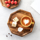 JF JAMES.F Serving Trays – Set of 4 Same Size Round Acacia Wood Tray Can Be Used in Cafes, Parties, Etc. for Serving Coffee Beverages Tea Plate Dessert Dinner Breakfast Plate Tray