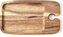 JF JAMES.F Wine Appetizer Plate Set of 2- Cocktail Plate with Glass Holder - Cheese Board with Wine Holder, (Acacia Wood)