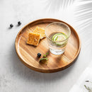JF JAMES.F Round Serving Wooden Tray Decor Wood Tray charcuterie Boards Serving Tray Applicable to Dining Room and Living Room Diameter 25*2.8cm 0.5kg