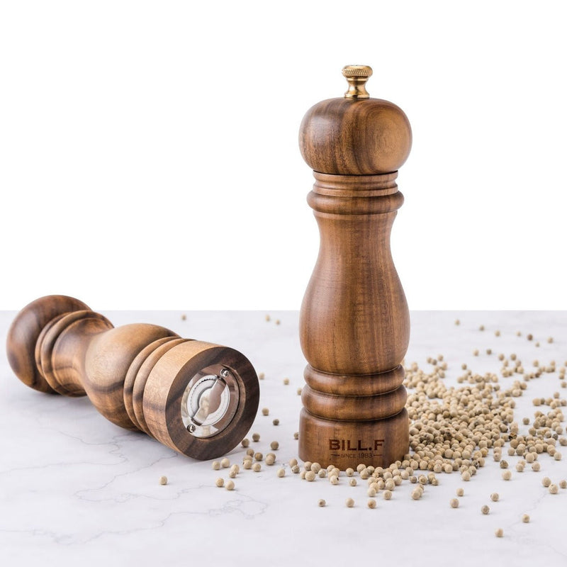 Grind Salt-Pepper Grinder Set of 2, Stainless Steel Refillable Salt & Peppercorn Shakers 7" Tall